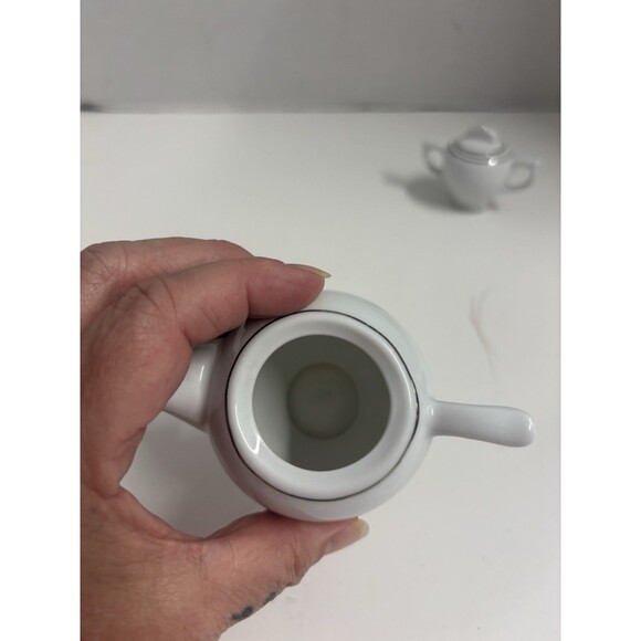 11 Piece Ceramic Tea set Playtime Tea Time White Silver Glossy - Picture 7 of 11